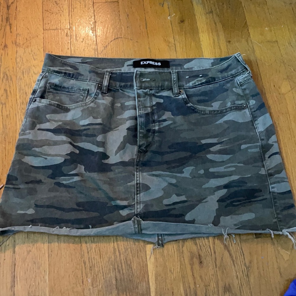 Camo denim skirt